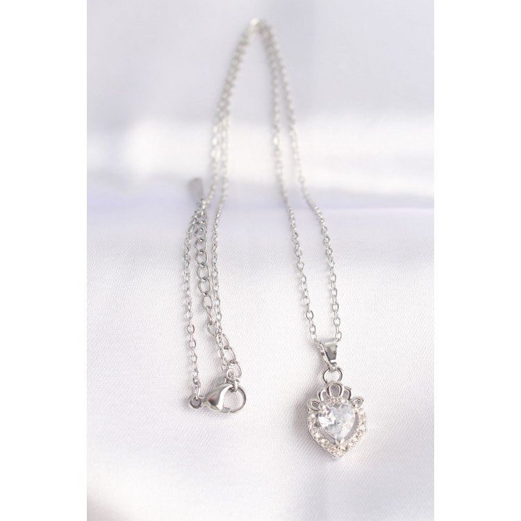 316L Stainless Steel Chain Silver-Tone Zircon Stone Rapunzel Necklace - TJ-BKO8692