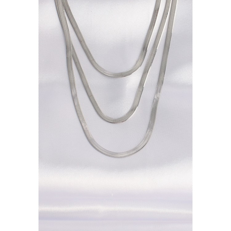 316L Stainless Steel Italian Chain Silver Color Multi-Strand Necklace - TJ-BKO8698