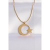 316L Stainless Steel Chain Gold Color Crescent Moon Star Unisex Necklace - TJ-BKO8699