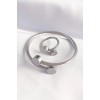 316L Stainless Steel Silver-Colored Oval Accessory Twisted Model Bracelet and Ring Set - TJ-EB3653