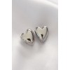 Rice Silver Color Minimal Curved Heart Earrings - TJ-BKP8969