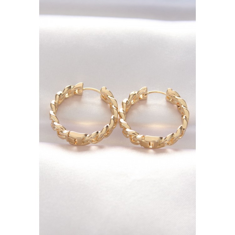 Gold-Colored Chain Model Hoop Earrings - TJ-BKP8970