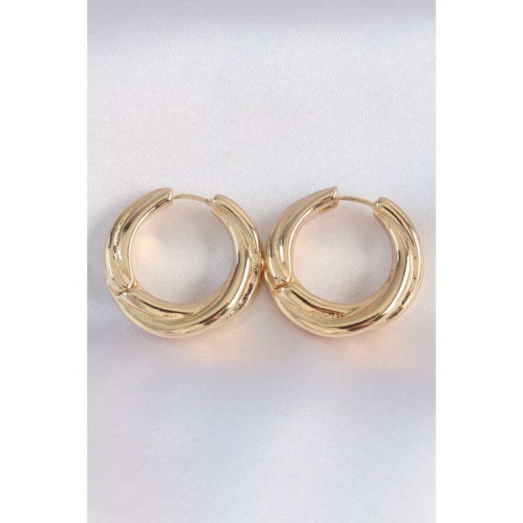 Gold-Colored Asymmetrical Curved Earrings - TJ-BKP8974 Gold-Colored Asymmetrical Curved Earrings - TJ-BKP8974