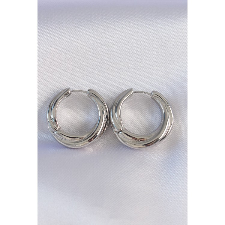 Rice Silver Color Asymmetrical Curve Earrings - TJ-BKP8975 Rice Silver Color Asymmetrical Curve Earrings - TJ-BKP8975