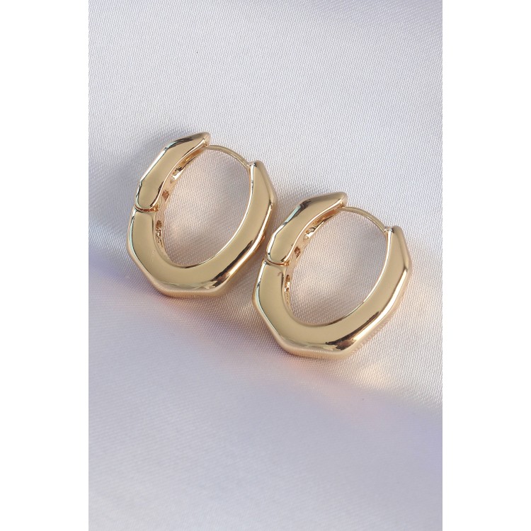 Gold-Colored Thick Bone Model Earrings - TJ-BKP8980 Gold-Colored Thick Bone Model Earrings - TJ-BKP8980