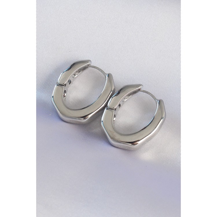 Thick Bone Model Earrings in Silver Color - TJ-BKP8981