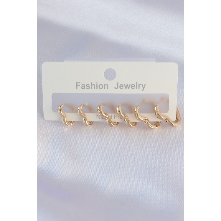 Gold-Colored Heart-Shaped Earrings Set - TJ-BKP8992 Gold-Colored Heart-Shaped Earrings Set - TJ-BKP8992