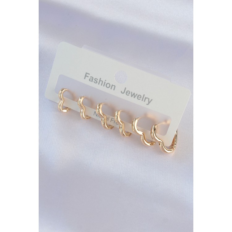 Gold-Colored Heart-Shaped Earrings Set - TJ-BKP8992