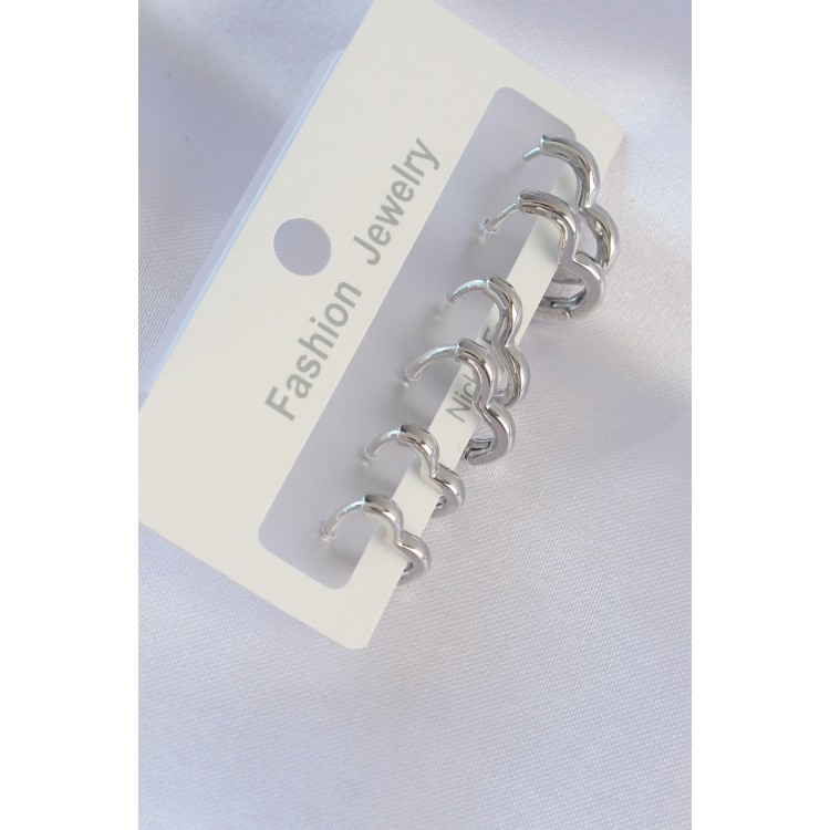 Rice Silver Color Heart Model Earring Set - TJ-BKP8993