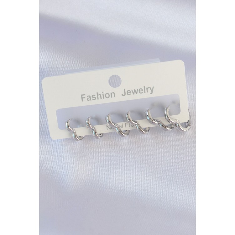 Rice Silver Color Heart Model Earring Set - TJ-BKP8993 Rice Silver Color Heart Model Earring Set - TJ-BKP8993