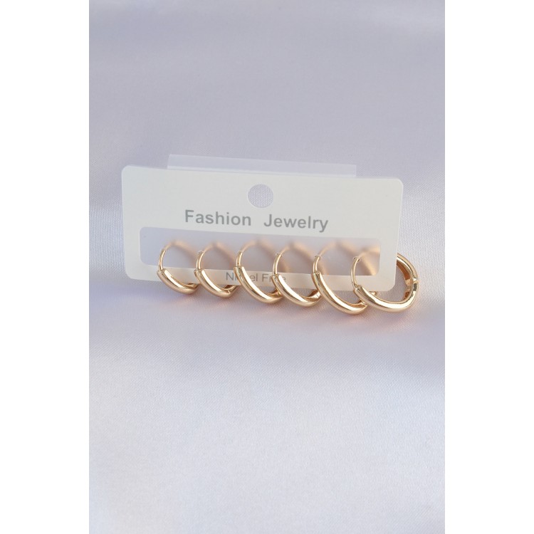 Gold-Colored Oval Earring Set - TJ-BKP8998 Gold-Colored Oval Earring Set - TJ-BKP8998