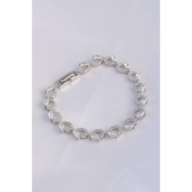 VIP Series Brass Zircon Stone Silver Color Barley Model Bracelet - TJ-BB6062