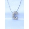 316L Stainless Steel Chain with Zircon Stones, C Letter, Silver-Colored Bubble Necklace - TJ-BKO8716