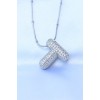 316L Stainless Steel Chain with Zircon Stones, T-Shaped, Silver-Colored Bubble Necklace - TJ-BKO8721