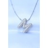 316L Stainless Steel Chain with Zircon Stones, M Letter, Silver-Colored Bubble Necklace - TJ-BKO8727