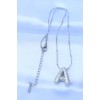316L Stainless Steel Chain with Zircon Stones, A Letter, Silver-Colored Bubble Necklace - TJ-BKO8729