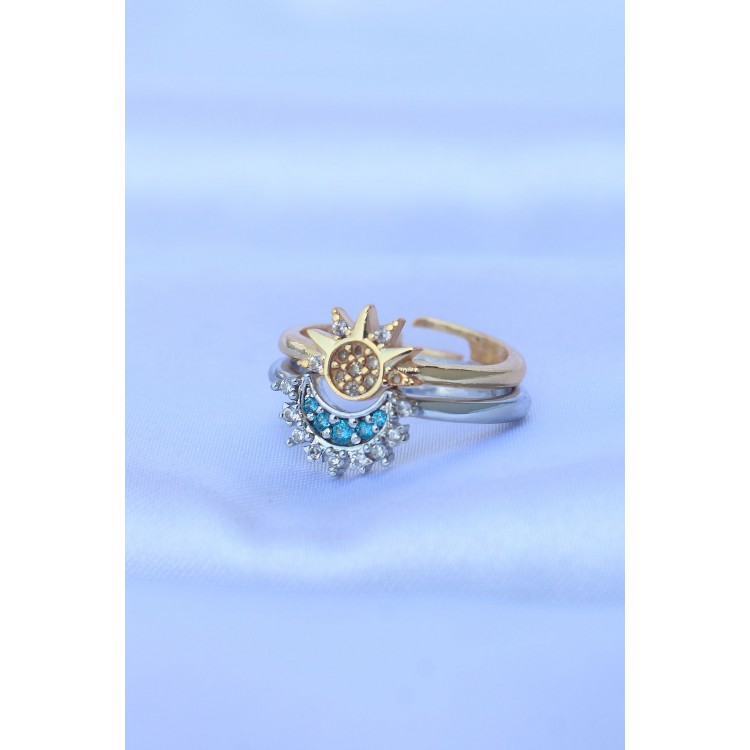 Rice Zircon Stone 2-Piece Adjustable Friendship Ring - TJ-BYK3160