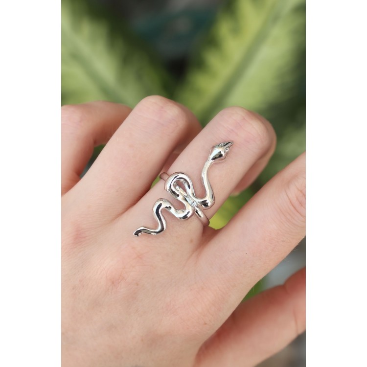 Adjustable Silver-Colored Snake Ring - TJ-BYK3161 Adjustable Silver-Colored Snake Ring - TJ-BYK3161
