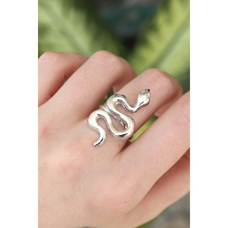 Adjustable Silver-Colored Snake Ring - TJ-BYK3163 Adjustable Silver-Colored Snake Ring - TJ-BYK3163