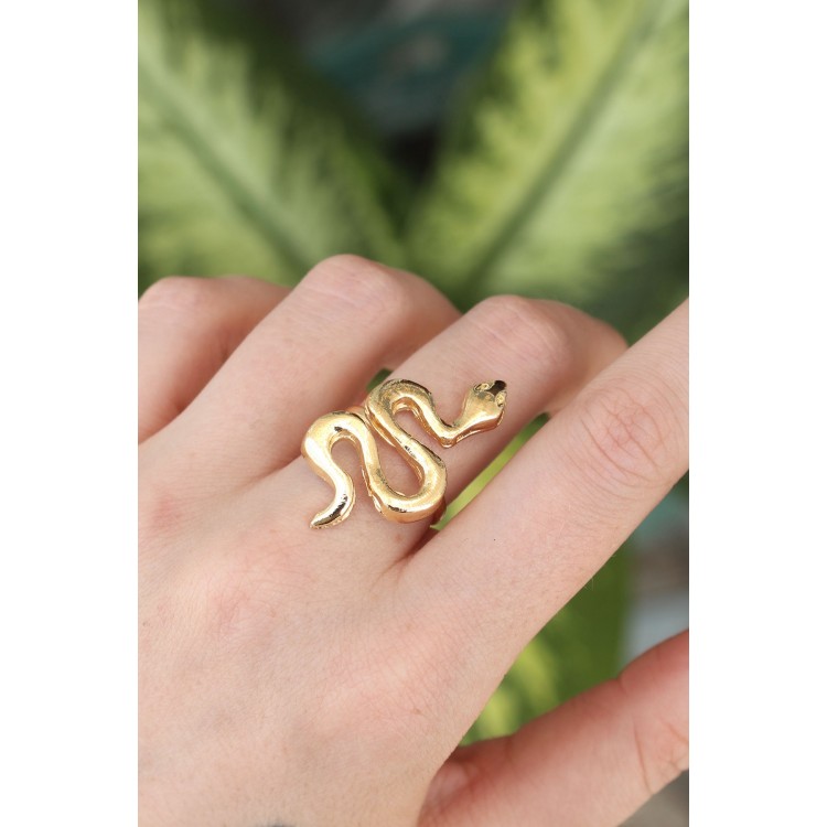 Gold-Tone Adjustable Snake Ring - TJ-BYK3164