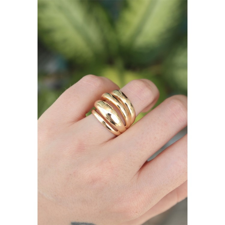 Gold-Tone Adjustable Beaded Ring - TJ-BYK3170