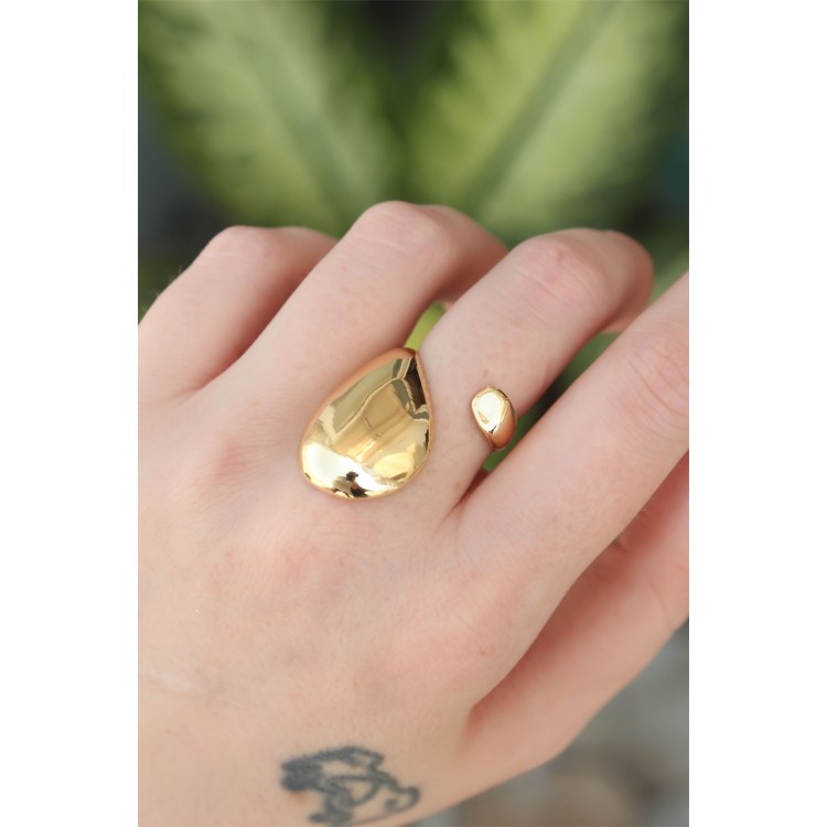 Gold-Tone Adjustable Wide Band Ring - TJ-BYK3178
