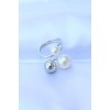 Rice Silver Color Adjustable Pearl Stone Ring - TJ-BYK3179