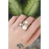 Rice Silver Color Adjustable Pearl Stone Ring - TJ-BYK3179