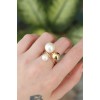Gold-Tone Adjustable Pearl Stone Ring - TJ-BYK3180
