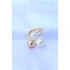 Gold-Tone Adjustable Pearl Stone Ring - TJ-BYK3180