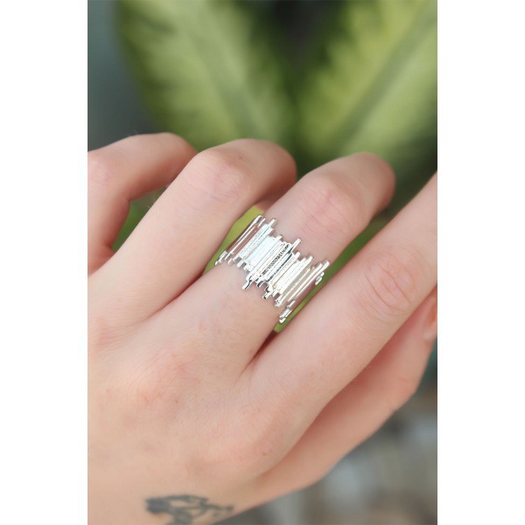 Rice Silver Color Adjustable Thick Beaded Ring - TJ-BYK3181