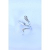 Adjustable Silver-Tone Zircon Stone Snake Ring - TJ-BYK3187