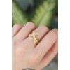 Gold-Tone Adjustable Zircon Stone Butterfly Ring - TJ-BYK3190