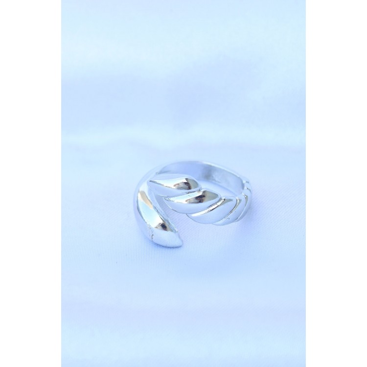 Rice Silver Color Adjustable Spiral Ring - TJ-BYK3195