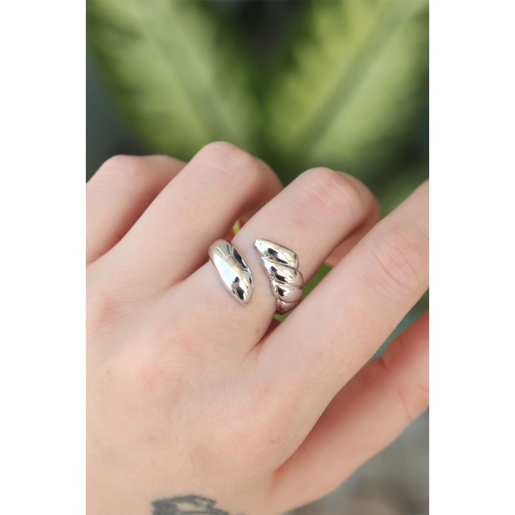 Rice Silver Color Adjustable Spiral Ring - TJ-BYK3195