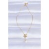 316L Steel Chain Gold Color Pearl Detail Flower Necklace - TJ-BKO8730