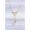 316L Stainless Steel Chain Gold Color Pearl Stone Detail Heart Necklace - TJ-BKO8731