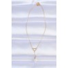 316L Stainless Steel Chain Gold Color Pearl Stone Detail Heart Necklace - TJ-BKO8731