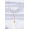 316L Stainless Steel Chain Gold Color Minimal Pearl Stone Dangle Necklace - TJ-BKO8732