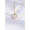 316L Stainless Steel Chain Gold-Colored White Stone Bubble Heart Necklace - TJ-BKO8737