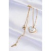 316L Stainless Steel Chain Gold-Colored White Stone Bubble Heart Necklace - TJ-BKO8737