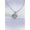 316L Stainless Steel Chain Silver-Tone Zircon Stone Charm Heart Necklace - TJ-BKO8744