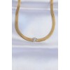 316L Steel Gold Color Single Zircon Stone Italian Chain Necklace - TJ-BKO8747