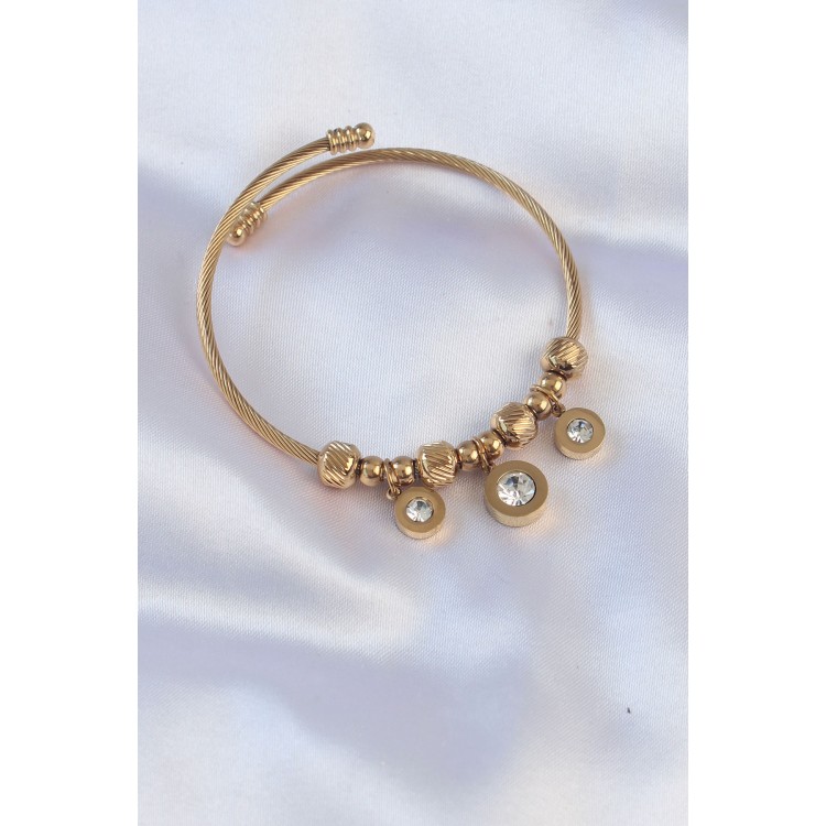 316L Steel Gold Color Zircon Stone Model Charm Bracelet - TJ-BB6089 316L Steel Gold Color Zircon Stone Model Charm Bracelet - TJ-BB6089