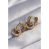316L Steel Gold Color Zircon Stone Interlocking Oval Earrings - TJ-BKP9014