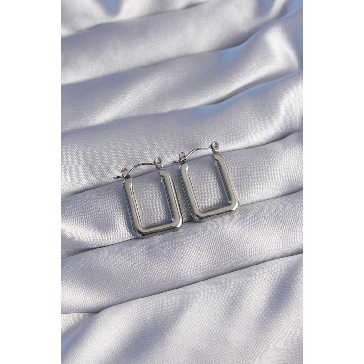 316L Stainless Steel Silver Rectangular Earrings - TJ-BKP9038 316L Stainless Steel Silver Rectangular Earrings - TJ-BKP9038
