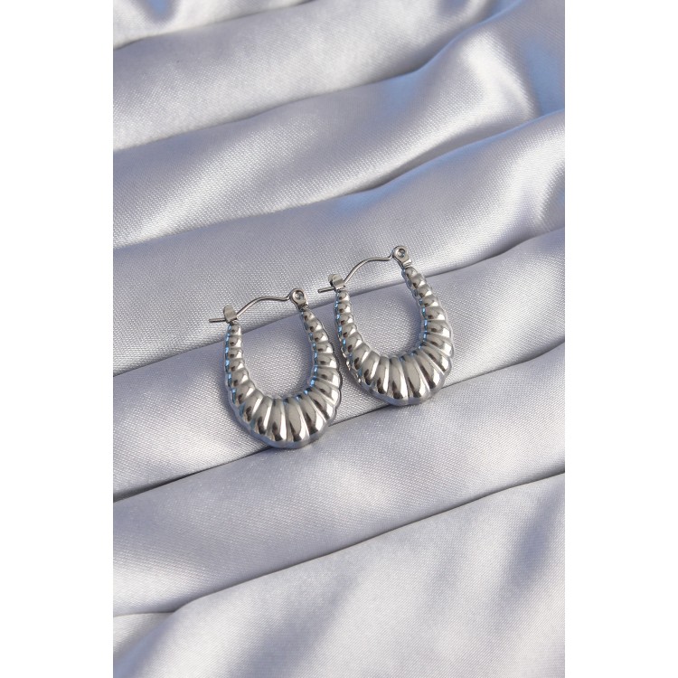 316L Stainless Steel Silver-Colored Long Diamond-Shaped Earrings - TJ-BKP9049