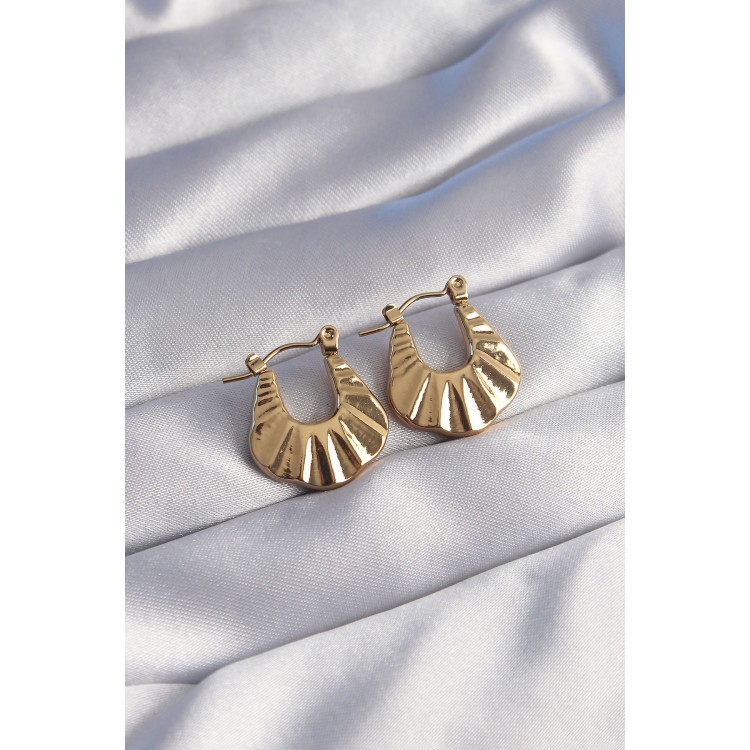 316L Steel Gold-Tone Embossed Look Earrings - TJ-BKP9055 316L Steel Gold-Tone Embossed Look Earrings - TJ-BKP9055
