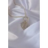 Serenay Necklace with Rice-Shaped Zircon Stones in Gold Color with Oval Details - TJ-BKO8838