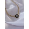 Gold-Colored Zircon Stone Star Model Black Enamel Crushed Chain Serenay Necklace - TJ-BKO8840